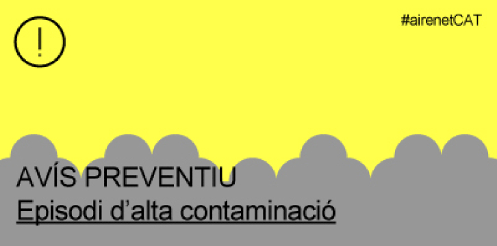 Avís preventiu per contaminació atmosfèrica. Avís preventiu per contaminació atmosfèrica.