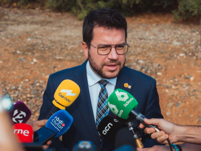 El president fent declaracions davant els mitjans. Autor: Arnau Carbonell El president fent declaracions davant els mitjans. Autor: Arnau Carbonell