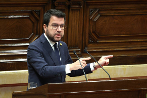 El president Aragonès intervé a la segona sessió del Debat de Política General (Fotografia: Rubén Moreno) El president Aragonès intervé a la segona sessió del Debat de Política General (Fotografia: Rubén Moreno)