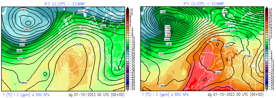 Mapes 5500 i 850hPa 1 octubre 2023 Mapes 5500 i 850hPa 1 octubre 2023