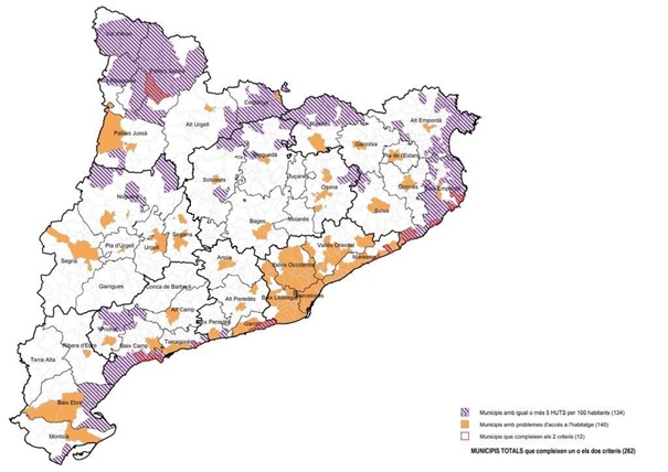 Mapa de municipis de Catalunya on afecta la regulació Mapa de municipis de Catalunya on afecta la regulació